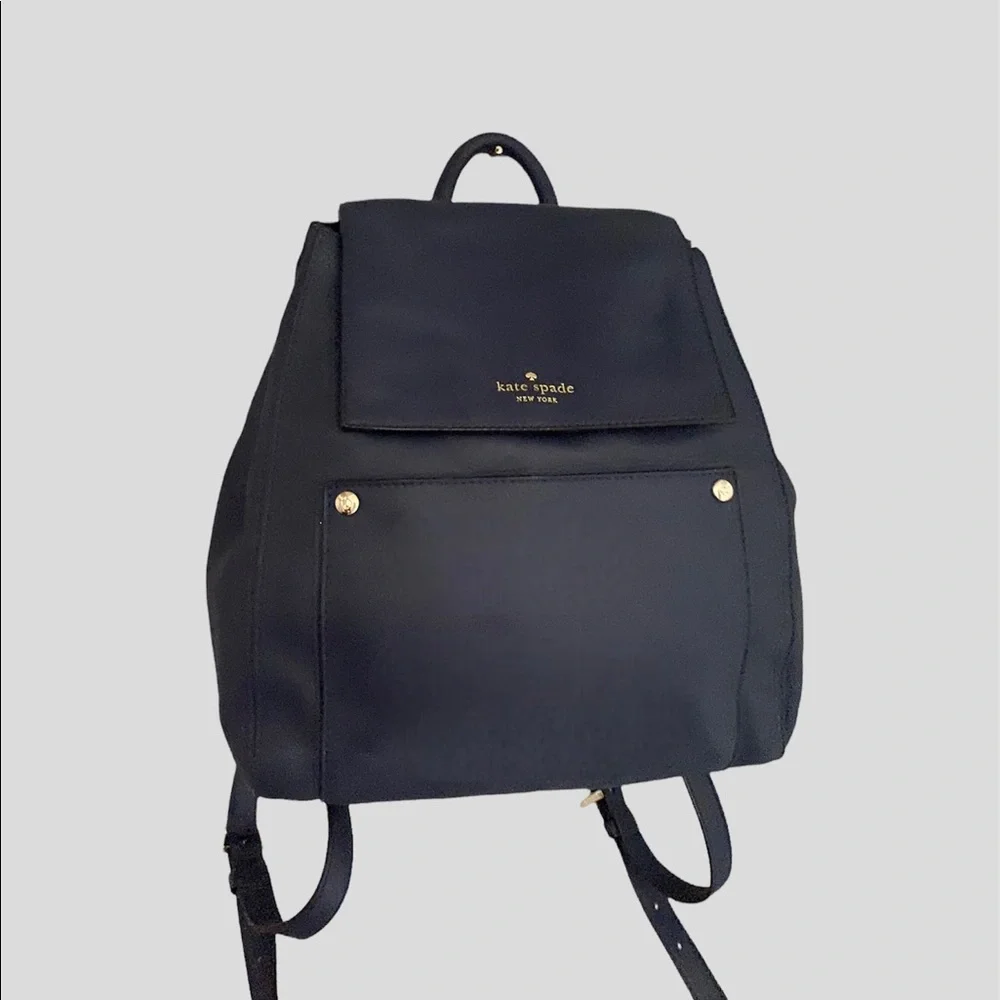 ♠️ Kate Spade ♠️ Hamilton Heights Cody Navy “Off Shore” Leather Backpack - Picture 2 of 8